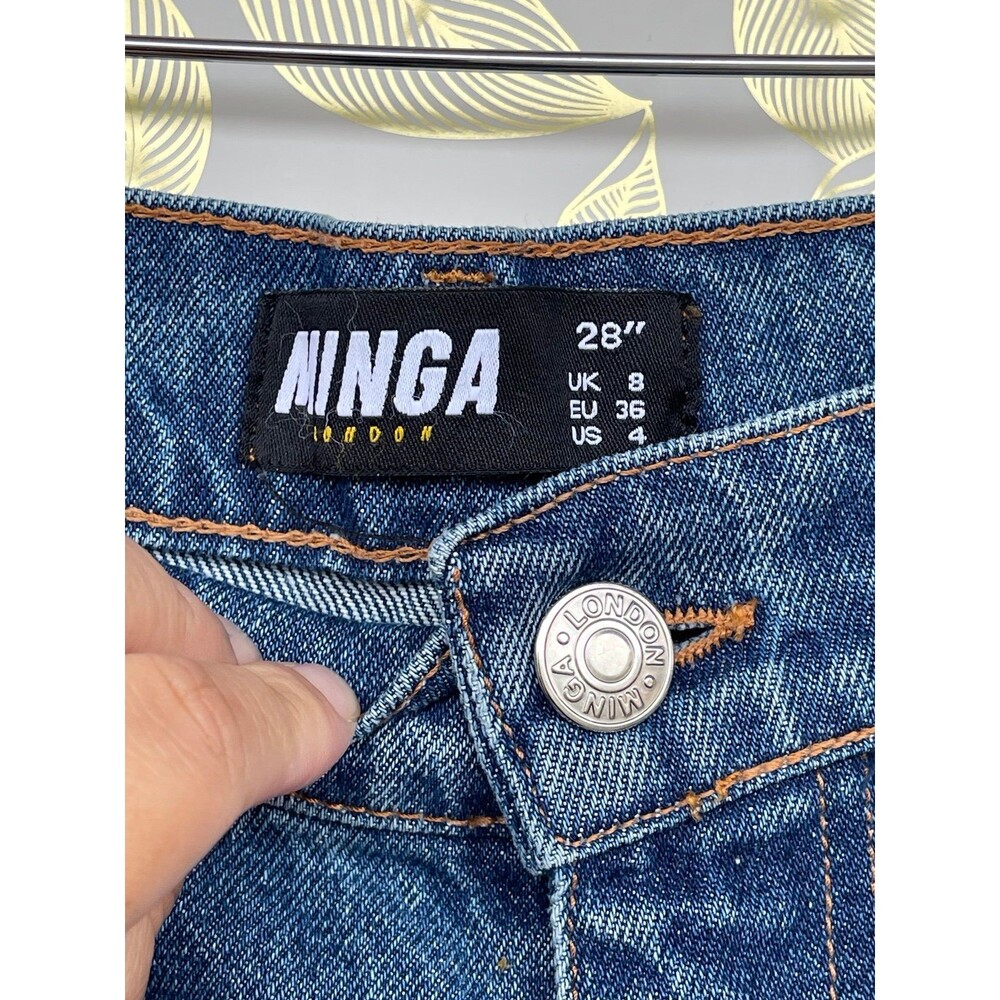 Minga London Butterfly Patch Wide Leg Skater Jeans Y2K Indie Aesthetic size 4 - Picture 4 of 12